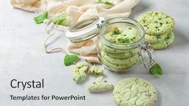  Presentation with chocolate chip cookies - Beautiful PPT theme featuring jar with mint chocolate chip backdrop and a light gray colored foreground