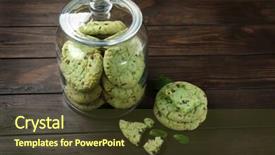  Presentation with chocolate chip cookies - PPT theme with jar with mint chocolate chip background and a  colored foreground