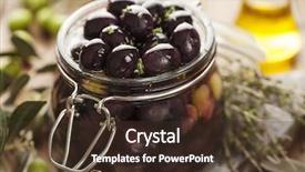  Presentation with mount of olives - Slide set enhanced with jar with pickled kalamata olives background and a tawny brown colored foreground