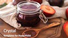  Presentation with rustic wood wooden frame - Colorful PPT theme enhanced with jar with tasty plum jam backdrop and a tawny brown colored foreground