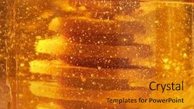  Presentation with rosh hashanah - Colorful presentation theme enhanced with jar with wooden dipper jewish backdrop and a gold colored foreground