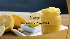  Presentation with lemon - Audience pleasing PPT theme consisting of jar with yummy lemon curd backdrop and a yellow colored foreground