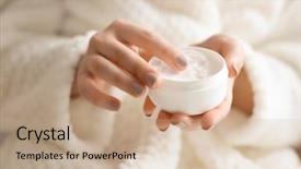  Presentation with spa salon - Beautiful presentation design featuring jars - beautiful young woman with jar backdrop and a coral colored foreground