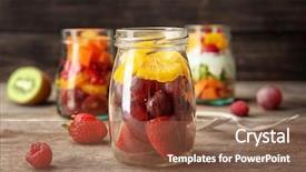  Presentation with delicious cakes pastry fruit - Cool new presentation theme with jars - delicious fruit salad in jar backdrop and a tawny brown colored foreground