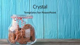  Presentation with cookies - Slide set having jars - glass jar with delicious oatmeal background and a light blue colored foreground