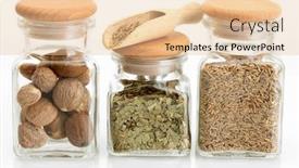  Presentation with cumin cumin cumin - Audience pleasing slide deck consisting of jars and wooden spoons with parsley nutmeg and cumin isolated on white backdrop and a lemonade colored foreground