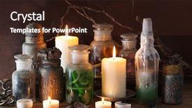  Presentation with apothecary jars - Colorful slide deck enhanced with jars magic potions halloween decoration backdrop and a wine colored foreground