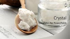  Presentation with coconut oil - Presentation design enhanced with jars of coconut oil background and a light gray colored foreground