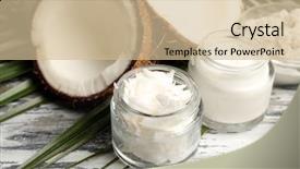 Presentation with coconut oil - Presentation consisting of jars of coconut oil background and a soft green colored foreground