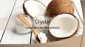  Presentation with coconut shell - Beautiful slide deck featuring jars of coconut oil backdrop and a soft green colored foreground