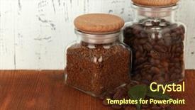  Presentation with coffee - Presentation theme featuring jars of different coffee background and a tawny brown colored foreground