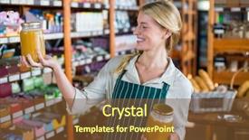  Presentation with super market - PPT layouts with jars of honey in super background and a tawny brown colored foreground