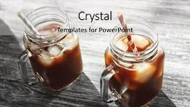  Presentation with cold coffee - Slide deck featuring jars with cold brew coffee background and a light gray colored foreground