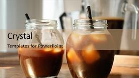  Presentation with cold brew coffee - Slide set featuring jars with cold brew coffee background and a coral colored foreground