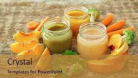  Presentation with baby food - Audience pleasing slides consisting of jars with different baby food backdrop and a gold colored foreground