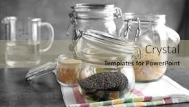  Presentation with quinoa - Slide deck enhanced with jars with different quinoa seeds on table background and a mint green colored foreground