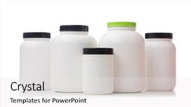  Presentation with protein food - Presentation design enhanced with jars with food additive protein background and a white colored foreground