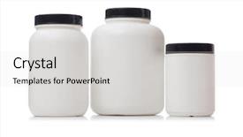  Presentation with protein food - Presentation design with jars with food additive protein background and a light gray colored foreground