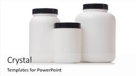  Presentation with protein food - Slide deck with jars with food additive protein background and a white colored foreground