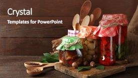  Presentation with mushrooms - Beautiful theme featuring jars with pickled vegetables backdrop and a tawny brown colored foreground