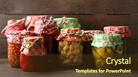  Presentation with beans - Theme featuring jars with pickled vegetables background and a tawny brown colored foreground