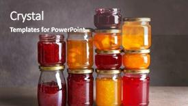 Presentation with sweet - PPT theme having jars with sweet jams background and a gray colored foreground
