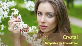  Presentation with forest beautiful spring nature - Slide set with jasmine flower - portrait of beautiful brunette background and a  colored foreground