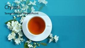  Presentation with jasmine - Slides with jasmine flowers on blue background background and a teal colored foreground