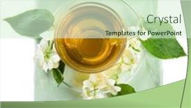  Presentation with jasmine - Audience pleasing theme consisting of jasmine tea cup top view surface isolated on a white backdrop and a soft green colored foreground