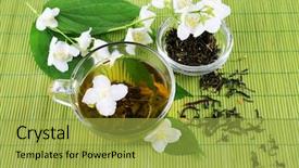  Presentation with jasmine - Amazing slide deck having jasmine tea on table backdrop and a yellow colored foreground