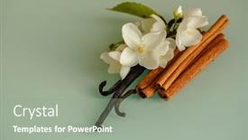  Presentation with aromatherapy - Presentation design featuring jasmine-vanilla-and-cinnamon-cooking background and a gray colored foreground