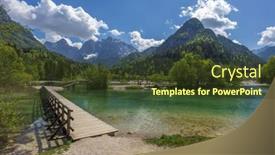  Presentation with pond - Slide deck featuring jasna-pond-near-kranjska-gora background and a tawny brown colored foreground