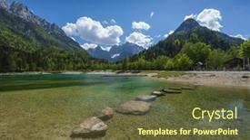  Presentation with pond - Slide set enhanced with jasna-pond-near-kranjska-gora background and a tawny brown colored foreground