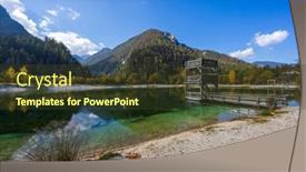  Presentation with pond - Presentation theme with jasna-pond-near-kranjska-gora background and a tawny brown colored foreground