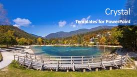  Presentation with pond - Theme with jasna-pond-near-kranjska-gora background and a cobalt blue colored foreground