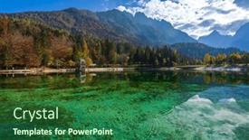  Presentation with pond - Theme enhanced with jasna-pond-near-kranjska-gora background and a ocean colored foreground