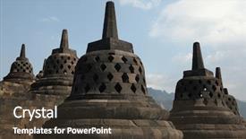  Presentation with javanese - Slide deck with javanese culture - borobudur temple in magelang central background and a tawny brown colored foreground