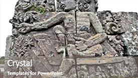  Presentation with candi - Beautiful presentation theme featuring javanese culture - stone craft in candi jago backdrop and a gray colored foreground