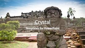  Presentation with javanese - Cool new PPT theme with javanese culture - stone statue in penataran temple backdrop and a gray colored foreground