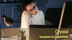  Presentation with speaking - Cool new slide set with javascript - young woman speaking by phone backdrop and a tawny brown colored foreground