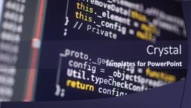  Presentation with javascript - Colorful presentation theme enhanced with javascript-code-on-a-monitor backdrop and a navy blue colored foreground