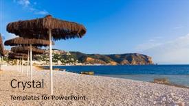  Presentation with mediterranean - Cool new slide set with javea-xabia-playa-benissero-beach backdrop and a coral colored foreground