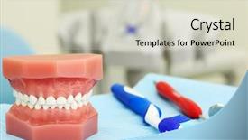  Presentation with jaw - Beautiful theme featuring jaw tooth brush and dental backdrop and a soft green colored foreground