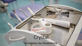  Presentation with jaw - Cool new PPT theme with jaw with teeth electrical toothbrush backdrop and a light gray colored foreground