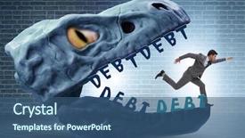  Presentation with loan - PPT theme with jaws of debt and loan background and a ocean colored foreground