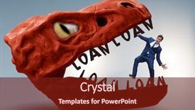  Presentation with loan - Colorful slides enhanced with jaws of debt and loan backdrop and a tawny brown colored foreground