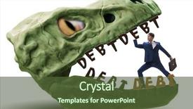  Presentation with debt reduction - Audience pleasing presentation theme consisting of jaws of debt and loan backdrop and a tawny brown colored foreground