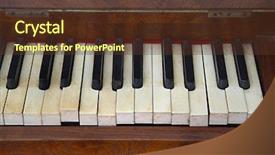  Presentation with werry old man and gis music - Cool new PPT layouts with jazz age - old broken piano backdrop and a tawny brown colored foreground