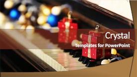  Presentation with musical instruments piano keys and - Colorful presentation enhanced with jazz age - piano keys decorated with christmas backdrop and a tawny brown colored foreground