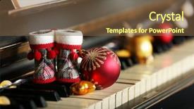  Presentation with musical instruments piano keys and - Cool new PPT theme with jazz age - piano keys decorated with christmas backdrop and a tawny brown colored foreground